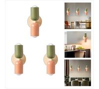 WOTTES Applique Murale Intérieur Moderne 3pcs, 2 têtes E27 Lampe Murale Scandinavie Décoration pour Chambre Salon, Vert + Rose