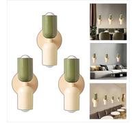 WOTTES Applique Murale Intérieur Moderne 3pcs, 2 têtes E27 Lampe Murale Scandinavie Décoration pour Chambre Salon, Vert + Beige