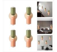 WOTTES Applique Murale Intérieur Moderne 4pcs, 2 têtes E27 Lampe Murale Scandinavie Décoration pour Chambre Salon, Vert + Rose