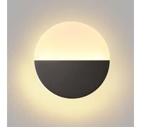 WOTTES Applique Murale Intérieure LED Art Moderne Lampe Mural Rond Luminaire Murale Métal pour Chambre Salon Couloir (Noir, Lumière Chaude)