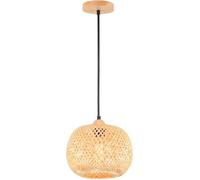 WOTTES Lampe en bambou tressé Lampe en rotin tressé Luminaire, lustre suspension bambou Sphérique, naturel, Ø25 x H 18 CM