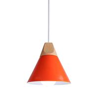 WOTTES Lampe Pendante Industrielle Moderne en Bois Avec Abat-Jour en Métal Plafonnier Douille E27 Pour Salon Chambre à Coucher Salle à Manger.(Orange)