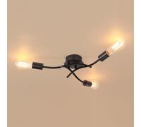 WOTTES Lumières Lustres Industriel Vintage E27 Luminaire Lampe de Plafond Suspendue Intérieur Métal Plafonnier Suspensions Rétro Éclairage pour Chambre Salon Cuisine (3 Lumières, Noir)