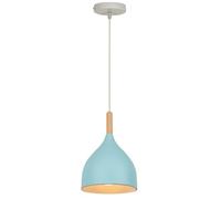 WOTTES Suspension Luminaire Industrielle Suspensions Éclairage Art Moderne E27 Lumières Lustre Abat Jour Métal+Bois Lampe Suspendue Luminaires Intérieur pour Cuisine Chambre Salon (Bleu)