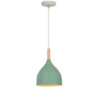 WOTTES Suspension Luminaire Industrielle Suspensions Éclairage Art Moderne E27 Lumières Lustre Abat Jour Métal+Bois Lampe Suspendue Luminaires Intérieur pour Cuisine Chambre Salon (Vert Clair)