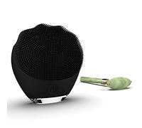 WottoCare Nettoyant Facial et Masseur en Silicone Rechargeable avec Rouleau de Jade Naturel et Pochette de Transport - Nettoyage Intelligent pour Tous Types de Peaux - Masseur Anti-Âge - Noir