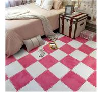 WOTZOV 16 Dalles De Moquette Emboîtables Et Moelleuses, Dalles De Moquette Carrées Patchwork, Dalles en Mousse Souple, Décoration Intérieure，Rose Rouge et Blanc 30x30cm