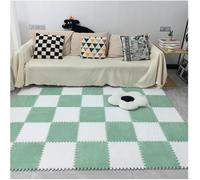 WOTZOV 16 Dalles De Moquette Emboîtables Et Moelleuses, Dalles De Moquette Carrées Patchwork, Dalles en Mousse Souple, Décoration Intérieure，Vert et Blanc 30x30cm