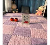 WOTZOV 16 Dalles De Moquette Emboîtables, Patchwork Antidérapant, Tapis De Sol en Mousse Moelleuse，Violet + Rose 0,6 cm