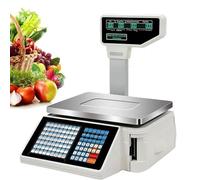 WOTZOV Balance numérique avec Impression d'étiquettes de Prix, Lecteur de Codes-Barres et Caisse enregistreuse, écran LCD Double Face pour supermarchés et commerces de détail,Machine