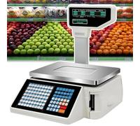 WOTZOV Balance numérique d'impression d'étiquettes de Prix avec écran LCD Double Face et 63 Touches de Raccourci pour Caisse enregistreuse Commerciale et comptage,Machine