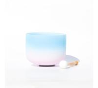 WOTZOV Bol Chantant en Cristal de Quartz givré Rose Bleu de 8 Pouces, équilibre des Vibrations et de l'énergie sonore pour la guérison du Yoga, maillet et Joint torique Inclus