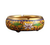 WOTZOV Cendrier Grand Cendrier en Cuivre Rétro Haut de Gamme Léger et Luxueux Cendrier Personnalisé Motif Peint à la Main Mobilier de Maison Porte-Cendres pour Fumeurs，Gold