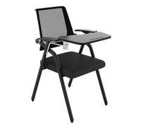 WOTZOV Chaise Pliante avec Tableau d'écriture Chaise de Bureau Pliante avec Bureau attaché Chaise de Formation Pliable Bleue avec accoudoir pour Tablette Idéale pour Salle,Nero One Size