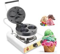 WOTZOV Machine À Cornets De Glace Professionnelle 1600W, Gaufrée, en Acier Inoxydable, Température Réglable De 0 À 300 °C, Gaufrée À Trois Trous, Machine À Rouleaux De Printemps Crou