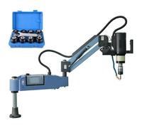 WOTZOV Machine À Fileter Électrique 375 TR/Min avec Bras Flexible 1000 Mm, Incluant 8 Pinces Standard pour Taraudage Acier, Fer, Cuivre - Compatibilité M3-M16