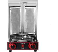 WOTZOV Machine À Viande Shawarma Gyros BBQ Verticale Kebab Doner Meat en Acier Inoxydable avec 2 Brûleurs Et Rôtissoire.