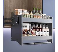 WOTZOV Panier Coulissant à Double Compartiment pour placards Hauts de Cuisine - Solution de Rangement Gain de Place - Accès Facile pour la Cuisine, Le Garde-Manger et Le rangeme，Color 27.95in