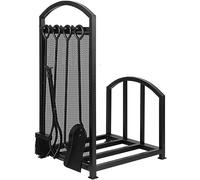 WOTZOV Range-bûches extérieur en métal pour cheminée, Support de Rangement pour bûches, Porte-bûches Robuste en Acier, Rangement pour Bois de cheminée.