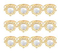 WOTZOV Ronds de Serviette en Acrylique dorés et argentés, décoration de Table pour dîner, Cadeaux de Mariage et décorations de Noël, dorés, Lot de 12,Gold 12pcs