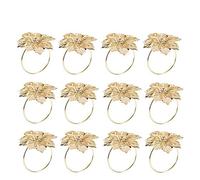 WOTZOV Ronds de Serviette en Alliage doré, Motif Floral, pour réceptions de Mariage, Cadeaux, banquets, dîners de fête et décoration de Table de Noël, Lot de 6.,Gold 12pcs