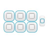 WOTZOV Sonnette d'entrée sans Fil, Sonnette de Porte Murale étanche sans Fil, 6 récepteurs, 1 Bouton Poussoir, Volume à 4 Niveaux, portée de 300 m, 38 carillons, Flash LED, blan,Blanc