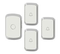 WOTZOV Sonnette sans Fil étanche, 4 Niveaux de Volume/portée de 300 m, Sonnette Murale sans Fil, 3 émetteurs et 1 récepteur, 36 sonneries de Volume/Rappel de lumière Clignotante,Argent