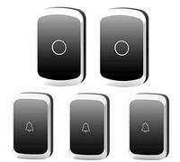 WOTZOV Sonnette sans Fil étanche, 4 Niveaux de Volume/portée de Transmission de 300 m / 36 sonneries Musicales Sonnette sans Fil à Brancher au Mur, 3 émetteurs et 2 récepteurs,Noir