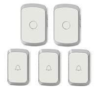 WOTZOV Sonnette sans Fil étanche, 4 Niveaux de Volume/portée de Transmission de 300 m / 36 sonneries Musicales Sonnette sans Fil à Brancher au Mur, 3 émetteurs et 2 récepteurs,Argent