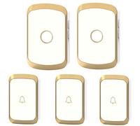 WOTZOV Sonnette sans Fil étanche, 4 Niveaux de Volume/portée de Transmission de 300 m / 36 sonneries Musicales Sonnette sans Fil à Brancher au Mur, 3 émetteurs et 2 récepteurs,Or