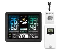 WOTZOV Station météo numérique, Affichage de la température, de l'humidité, de la Pression barométrique, des Phases de la Lune et des prévisions météo, Horloge et de Plusieurs donnée