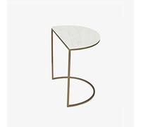 WOTZOV Tables Consoles gigognes en marbre pour Couloir, Table Console Semi-Circulaire, Tables d'appoint en métal, Table de Chevet pour Salon et Chambre à Coucher,White 56CM