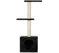 WOUAPY - Arbre à Chat Maya - Espace de Jeu et de Repos en Sisal et Fausse Fourrure - Poteau en Sisal à Griffer - 2 Plateaux pour Observer son Environnement - Taille Unique - Anthracite