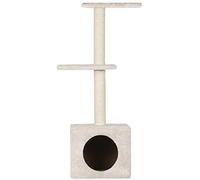 WOUAPY - Arbre à Chat Maya - Espace de Jeu et de Repos en Sisal et Fausse Fourrure - Poteau en Sisal à Griffer - 2 Plateaux pour Observer son Environnement - Taille Unique - Ecru