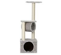 WOUAPY - Arbre à Chat Misty - Espace de Jeu et de Repos en Sisal et Fausse Fourrure - Poteaux en Sisal à Griffer - 2 Plateaux et 1 Niche pour Observer son Environnement - Taille Unique - Gris