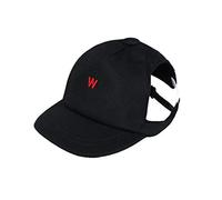 Wouapy - Casquette Baseball pour Chien Originale et Stylée en Coton - Réglable par Elastiques - Protège du Soleil - T1 pour Tour de Tête Vertical de 24 à 30 cm - Noir
