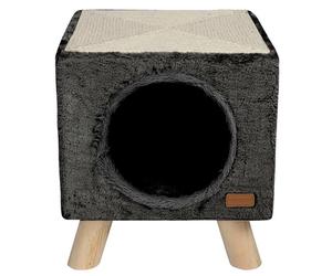 WOUAPY-Maison pilotis avec griffoir de coloris anthracite 30 x 30 x 35 cm