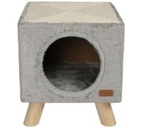 WOUAPY-Maison pilotis avec griffoir de coloris gris 30 x 30 x 35 cm