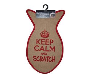 WOUAPY - Tapis Griffoir pour Chat - Tapis Poisson en Sisal - Tapis a Gratter - Design & Tendance - Inscription « Keep Calm and Scratch » - Pratique & Antidérapant - Rouge