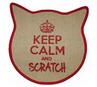 Wouapy - Tapis Griffoir pour Chat - Tapis Tête de Chat en Sisal - Tapis a Gratter - Design & Tendance - Inscription « Keep Calm and Scratch » - Pratique & Antidérapant - Rouge