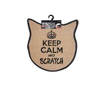 Wouapy - Tapis Griffoir pour Chat - Tapis Tête de Chat en Sisal - Tapis a Gratter - Design & Tendance - Inscription « Keep Calm and Scratch » - Gris Anthracite 55 x 31 x 0,7 cm