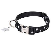 Wouapy Wouapy Collier étoile pour Chien Noir 15 mm Largeur pour Cou 33/49 cm