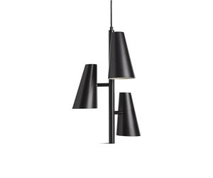 Woud Cono Suspension Noir 3 Abat-jours
