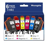Woungzha 378XL Lot de 6 cartouches d'encre pour Epson 378XL 378 XL Expression Photo XP-8500 XP-8505 XP-15000 XP-8600 XP-8605