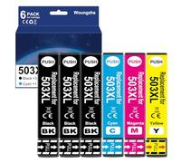 Woungzha 503XL Lot de 6 cartouches d'encre compatibles pour Epson 503 XL pour Epson Expression Home XP-5200 XP-5205 Workforce WF-2960DWF WF-2965DWF
