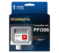 Woungzha Cartouche d'encre Canon PFI306 PFI-306 PFI 306 330 ml pour Canon iPF8400S iPF9400S iPF8400 iPF9400 iPF8300 (1 rouge)