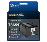 Woungzha Cartouche d'encre noire compatible T8651 T8651XL pour Epson Workforce Pro WF-M5191 M5190 M5690 M5693 M5193 (2 noires)
