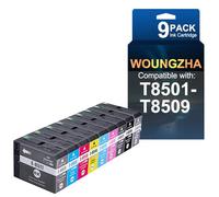 Woungzha Cartouche d'encre T8501 T8502 T8503 T8504 T8505 T8506 T8507 T8508 T8509 Cartouche d'encre 80 ml Compatible avec imprimantes T850 Ink Suresccolor -p8000 (9 couleurs)