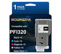 Woungzha Cartouches d'encre PFI-320 compatibles pour Canon PFI-320 PFI 320 - Fonctionne avec les imprimantes Canon ImagePROGRAF TM-200 TM-205 TM-300 TM-305 (1 noir mat)