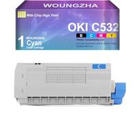 Woungzha Compatible Cartouche de toner C532 C542 MC563 MC573 Remplacement pour Oki Okidata C532dn C542dn MC563dn MC573dn (1 cyan)